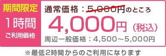 期間限定！1時間4,000円